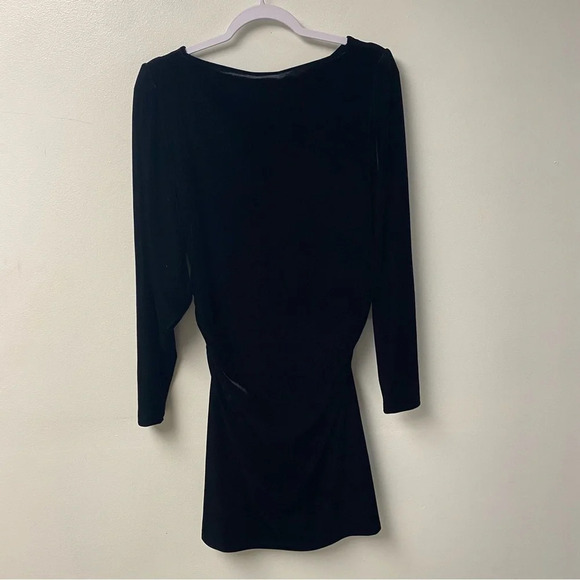 S’Edge Apparel Black Crushed Velvet Knee Length Dress Size Medium - Picture 5 of 6